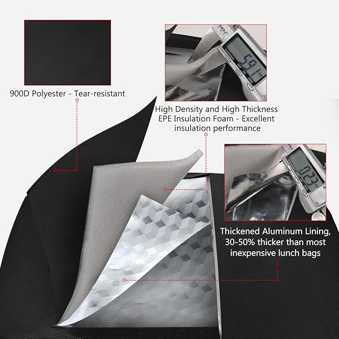 Gloppie Small Lunch Bag for Adults & Kids - Compact Insulated Lunch Box, Durable & Food-Grade Lining | Portable Cooler for Work, School, Travel (Black Honeycomb)