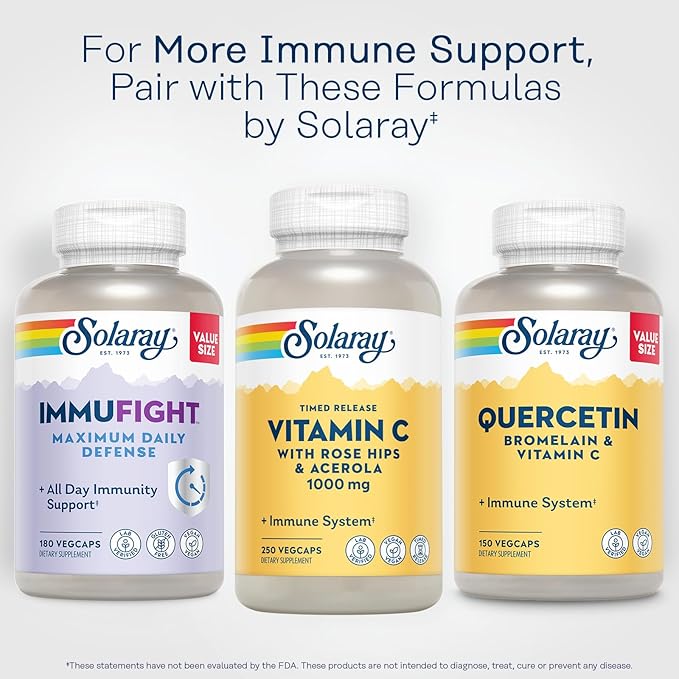 SOLARAY Vitamin C with Rose HIPS & Acerola | Two-Stage Timed-Release Formula | 1000mg | 24-Hour Immune Support & Antioxidant Supplement | 250 Ct.