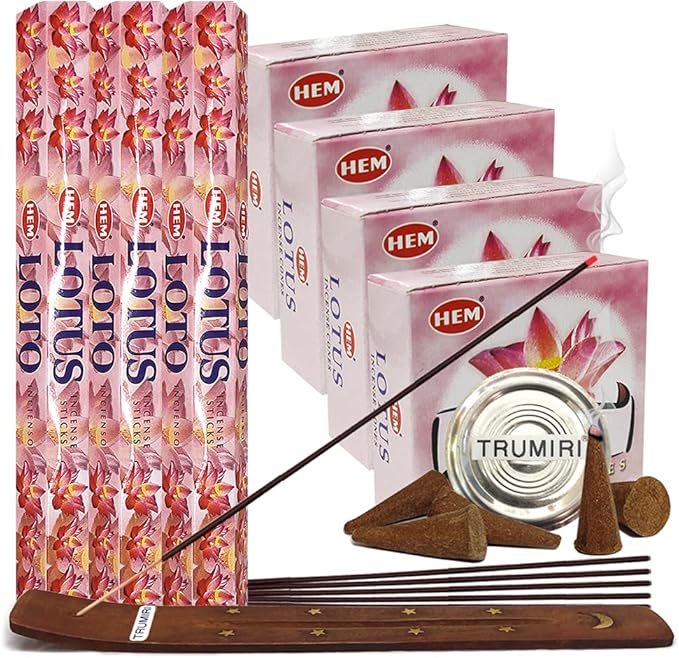 Lotus Incense Sticks and Cone Incense Holder Variety Pack Bundle insence insense insienso