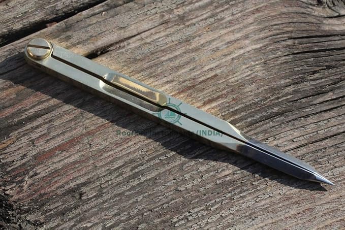 RII Nautical Brass Navigation Divider, Straight Navigation Divider (Small) for Maritime & Naval, Antique Geometry Drafting Compass, Geometry Drafting Compass Professional Work with Leather Case