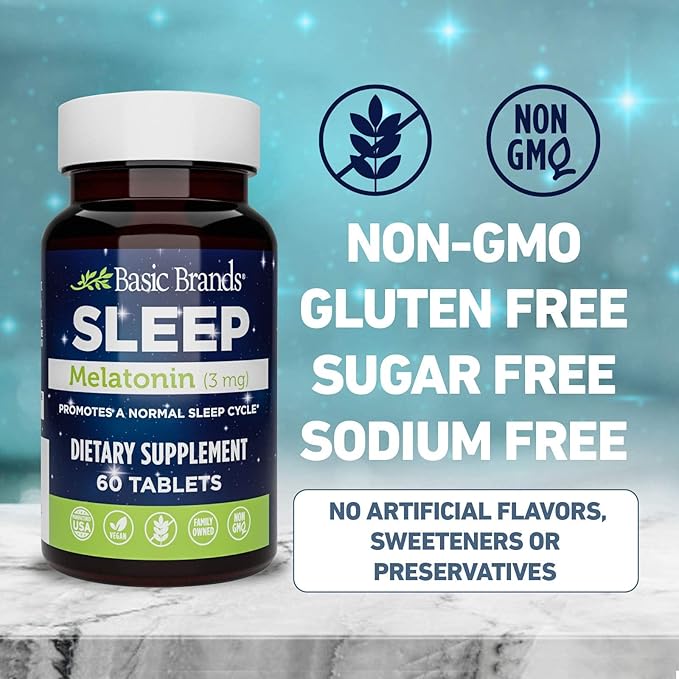 Sleep Melatonin, 3mg, Natural Sleep Support (Pack of 2)