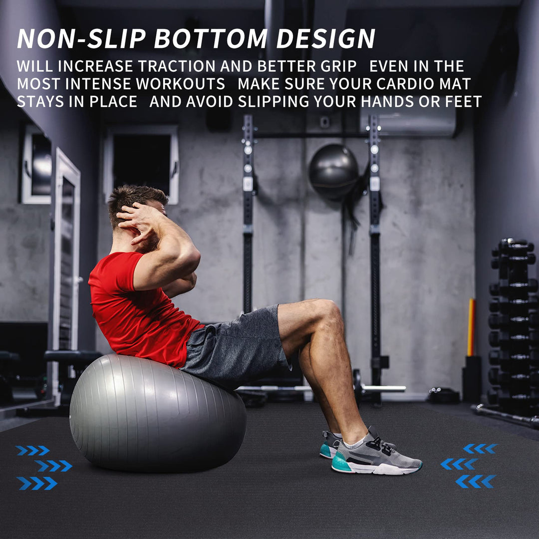 MRO Large Exercise Mat 7' x 5' x 7mm, High-Density Workout Mats for Home Gym Flooring, Non-Slip, Extra Thick Durable Cardio Mat, and Ideal for Plyo, MMA, Jump Rope - Shoe Friendly