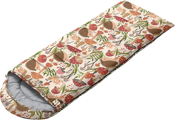 AILONEN Kids Floral Cat Camping Sleeping Bags,Lightweight & Waterproof,3 Season Warm & Cool Weather,Kawaii Kitten Sleeping Bags for Girls Adults,Travelling,Outdoors