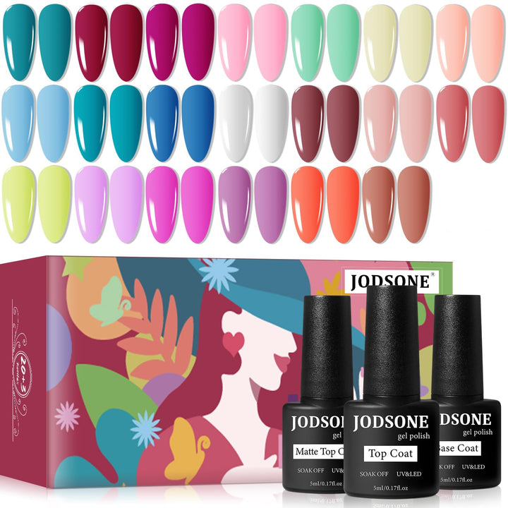 32+4 Pcs Gel Nail Polish Kit | Glitter Soak Off Gel for DIY Manicure