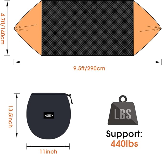 G4Free Large Camping Hammock with Mosquito Net 2 Person Pop-up Parachute Lightweight Hanging Hammocks Tree Straps Swing Bed for Outdoor Backpacking Backyard Hiking