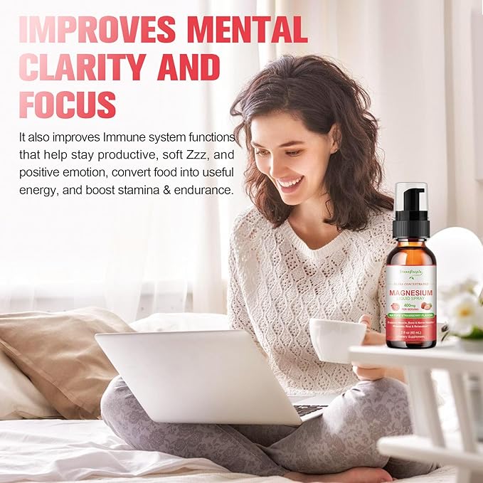 Magnesium Glycinate Liquid Spray 400mg - Magnesium Potassium Supplement with Magnesium Malate Vitamin D3k2, B6 for Calm Support, Muscle, Bone & Sleep Support 4 Fl Oz