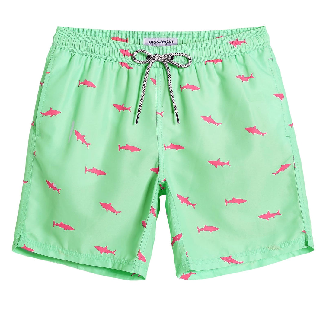 maamgic Mens Swim Trunks Quick Dry Swim Shorts with Mesh Lining Funny Swimwear Bathing Suits Light Green X-Small