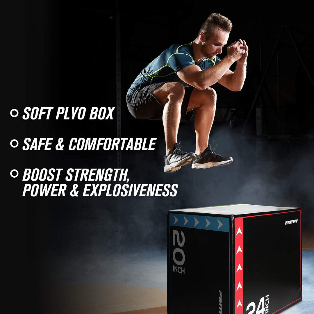 RitFit 3 in 1 Extra Firm Soft Plyo Box 440lb Weight Capacity 30”x 24”x 20”-A Large