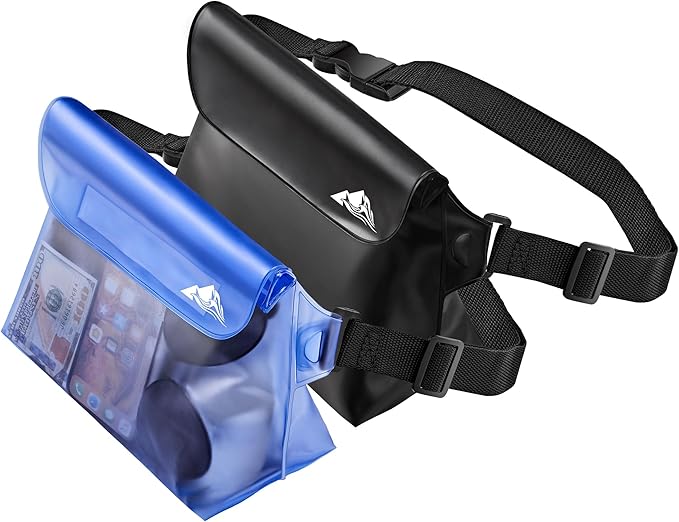 HEETA 2/3/4 Pack Waterproof Pouch with Waist Strap, Screen Touchable Dry Bag with Adjustable Belt for Phone Valuables for Kayaking, Swimming, Snorkeling, Boating, Fishing, Surfing & Beach