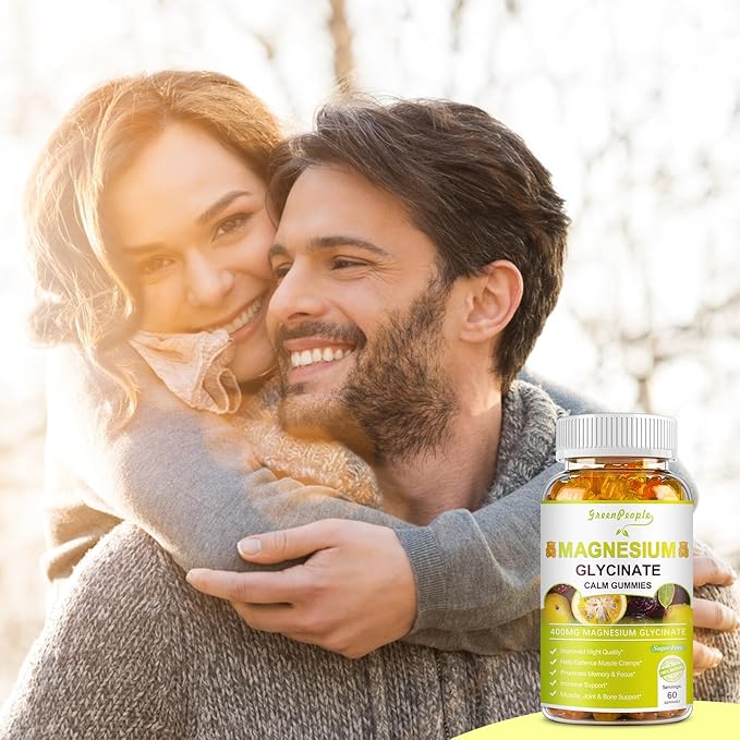 Magnesium Glycinate Gummies 400mg - Sugar Free Magnesium Potassium Supplement with Magnesium Malate, Vitamin D, B6, and CoQ10 for Calm Support & Sleep for Adults - Passion Fruit Gummies