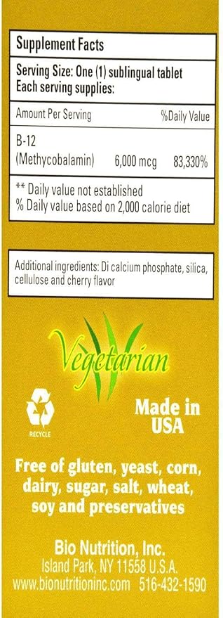 Bio Nutrition B-12 Sublingual Tablet, 50 Count