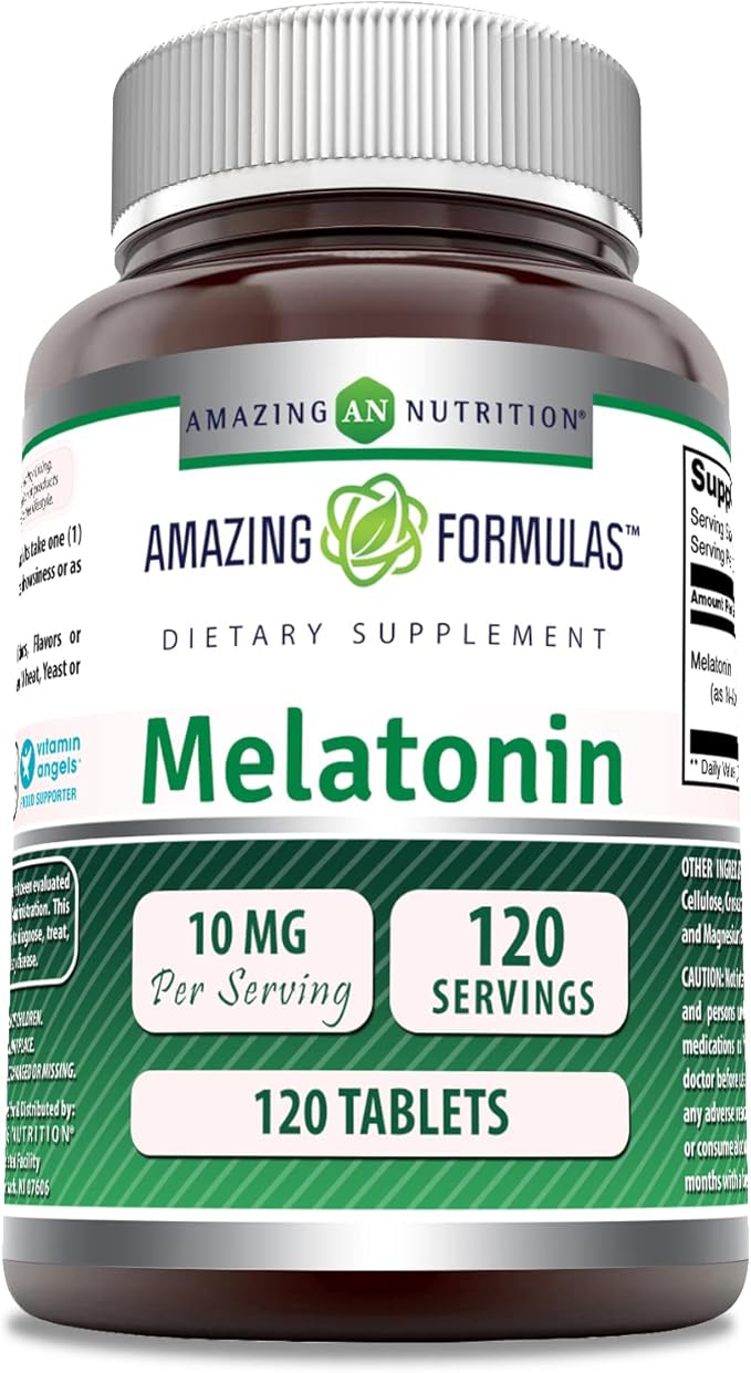 Amazing Formulas Melatonin Supplement | 10 Mg | 120 Tablets | Non-GMO | Gluten-Free | Made in USA