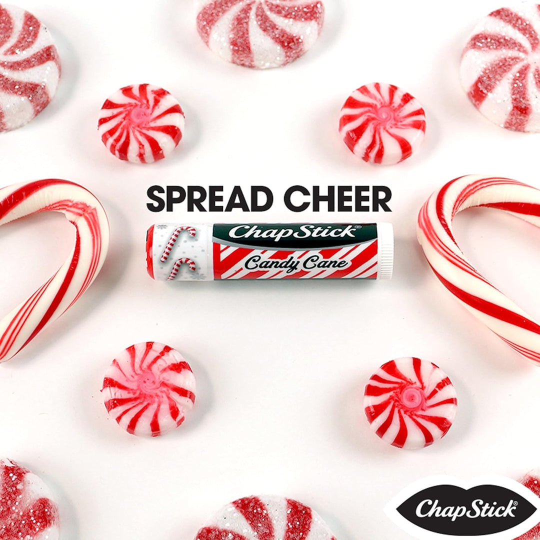 ChapStick Lip Balm, Candy Cane, 3-Count – Fresh & Minty Lip Moisturizer, Stocking Stuffer, 0.15 Oz Ea