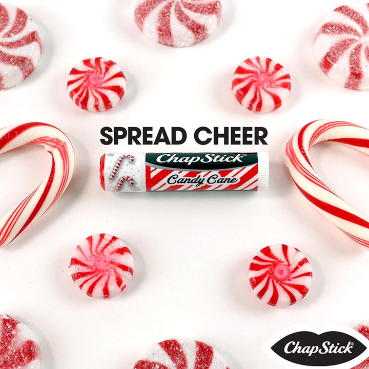 ChapStick Lip Balm, Candy Cane, 3-Count – Fresh & Minty Lip Moisturizer, Stocking Stuffer, 0.15 Oz Ea