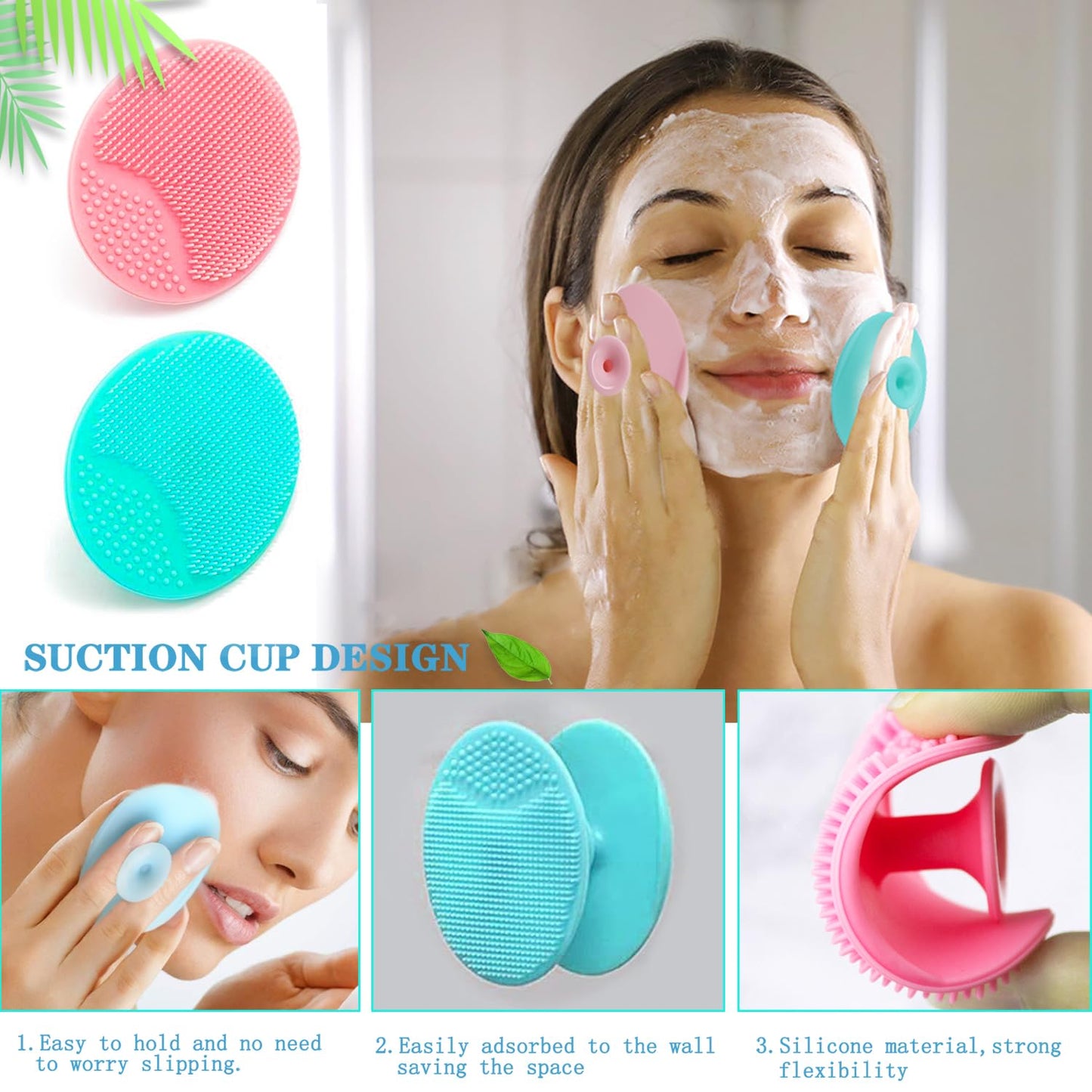 10PCS Silicone Face Scrubber, 4pcs Lip Scrub Brush, 4pcs Silicone Cleansing Brush Exfoliating Lip Brushes, 2pcs Exfoliating Face Brushes for Men Women