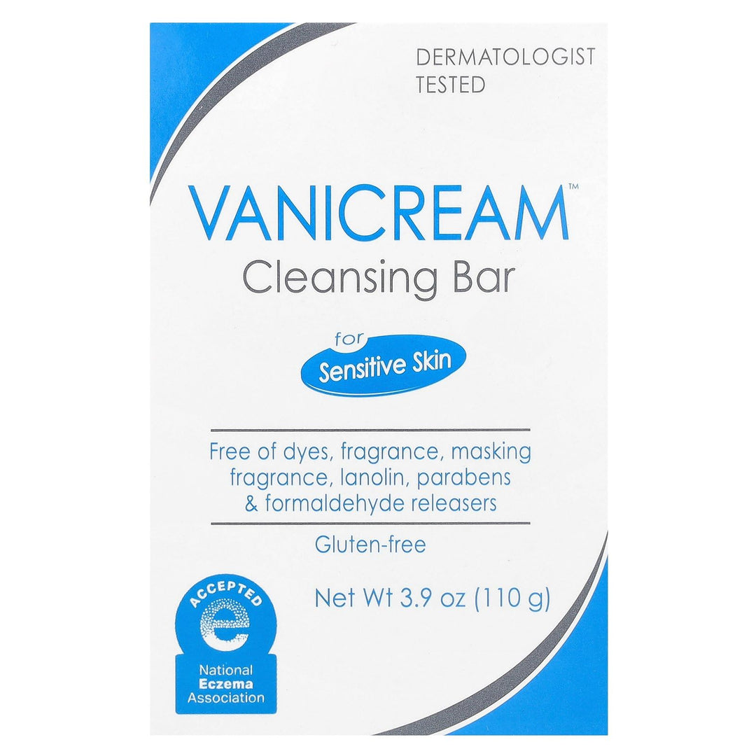 Vanicream Cleansing Bar, For Sensitive Skin, Fragrance Free, 3.9 Oz (110 G)