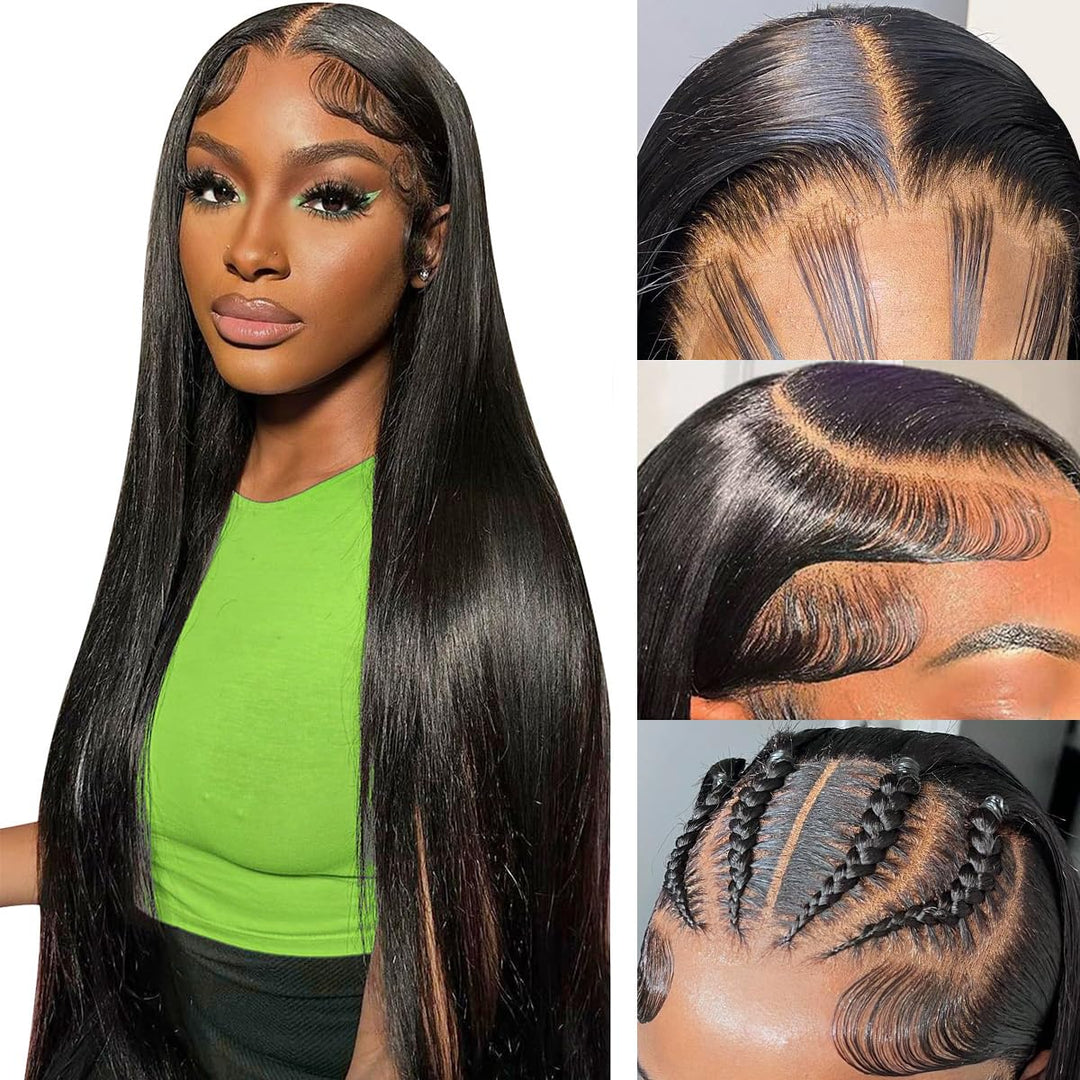 Mengkai 32 Inch 13X6 Lace Front Wigs Human Hair Pre Plucked Straight Hd Lace Front Wigs Human Hair 13X6 Glueless Wigs Human Hair