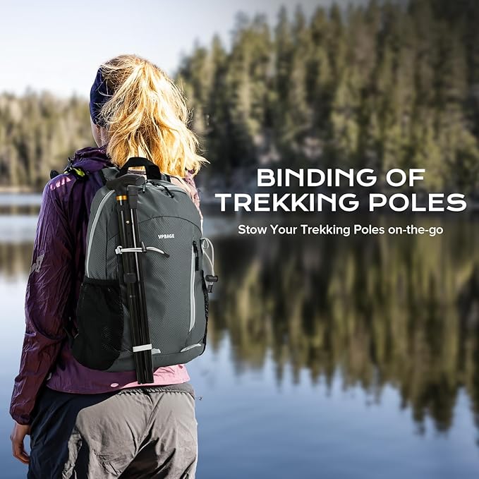 15L Water-resistant Hiking Daypack, Small Backpack Travel Outdoor, Lightweight Day Pack with Tool Loops