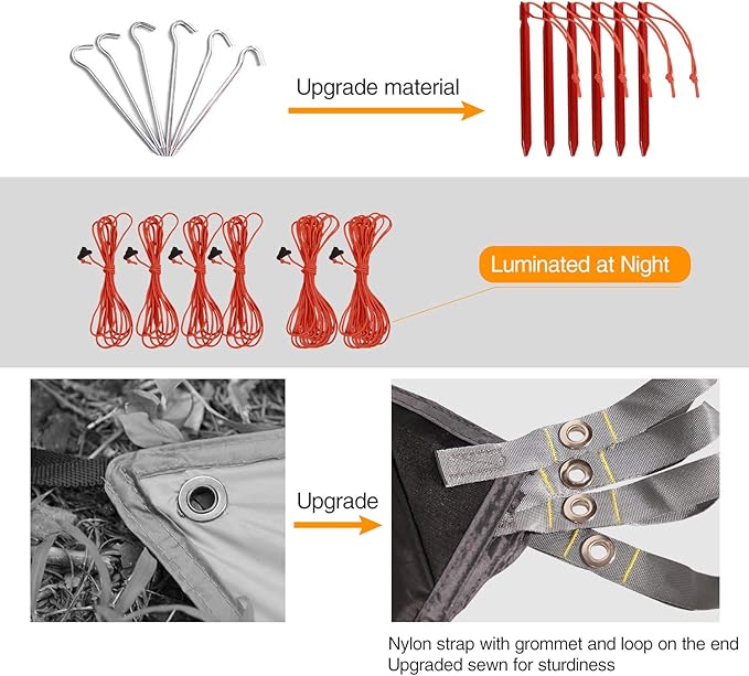 REDCAMP Hammock Rain Fly Camping Tarp Waterproof, 10x12ft Lightweight Backpacking Rain Tarp Shelter for Hiking Outdoor, Black