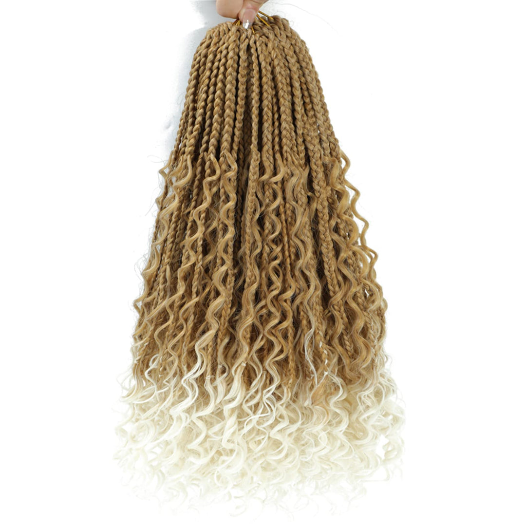 8 Packs Crochet Box Braids- 14 Inch Goddess Box Braids Crochet Hair Bohomian Crochet Braids Hair Synthetic Braiding Hair Extensions Crochet Hair for Black Women (14(8Packs), 27/613)