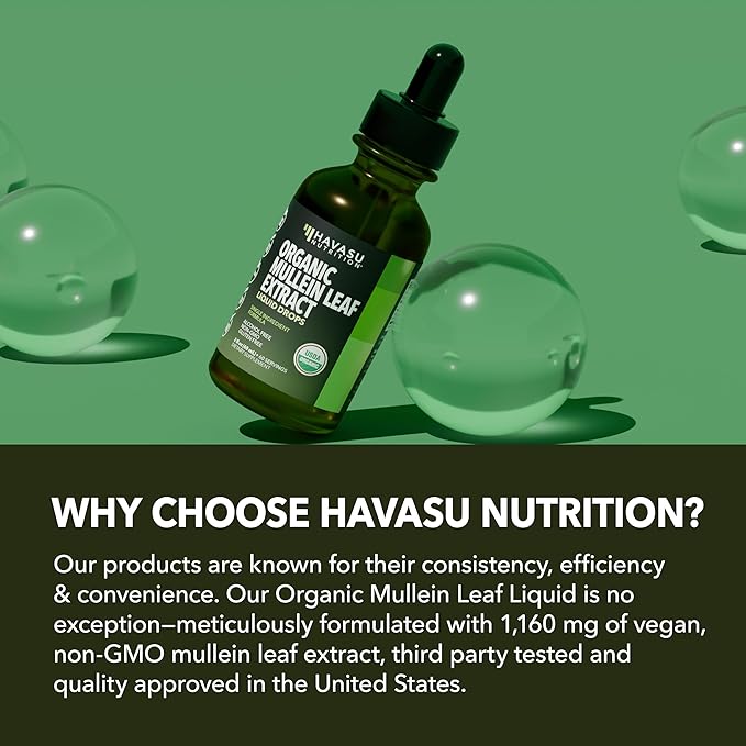 Mullein Drops for Lungs - USDA Organic Liquid - Respiratory Health and Lung Support Supplement - 2 Fl Oz - Vegan, Non-GMO, and Alcohol Free Formula - Daily Herbal Tincture - 2 Month Supply