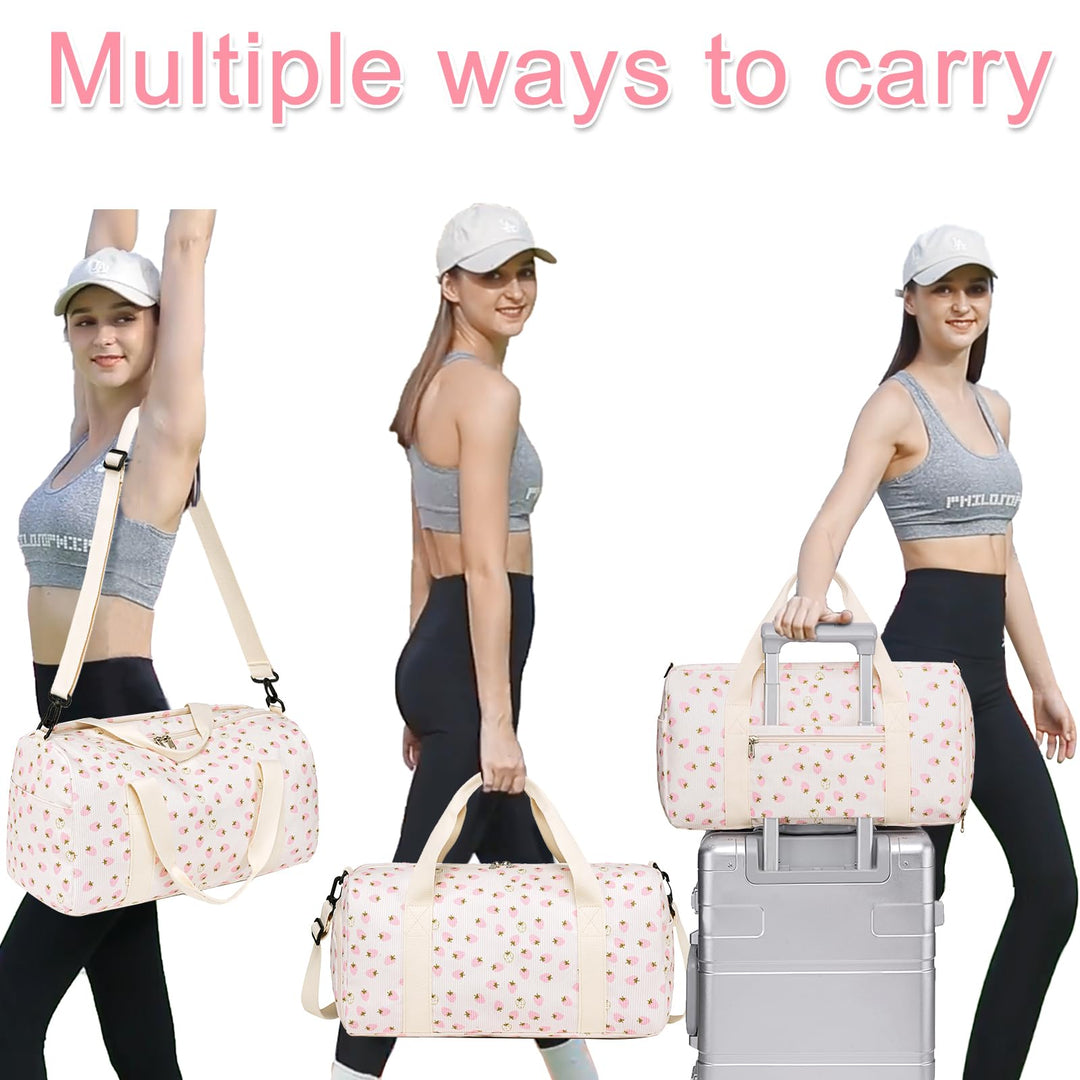 BLUBOON Duffle Bag Girls Kids Cute Gym Bag with Shoes Compartment & Wet Separation Waterproof Sports Overnight Travel Bag