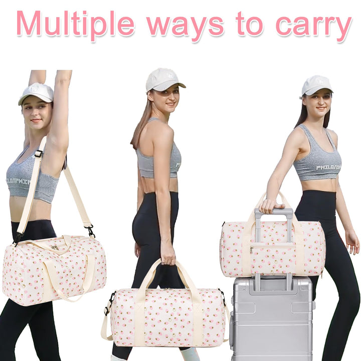 BLUBOON Duffle Bag Girls Kids Cute Gym Bag with Shoes Compartment & Wet Separation Waterproof Sports Overnight Travel Bag