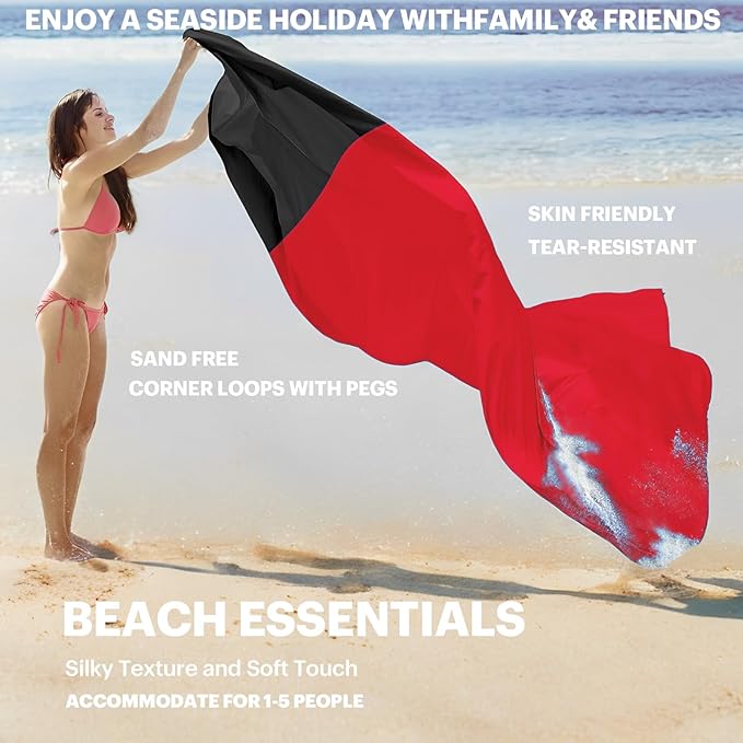 Beach Blanket Sandproof Waterproof, Beach Essentials Extra Large Beach Mat, 79" X 55" Oversized Durable Outdoor Picnic Mat Storage Bag for 1-4 Adults, Beach Accessories for Travel, Camping, Hiking