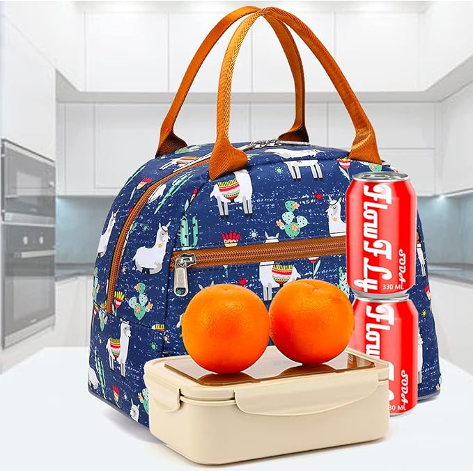 FlowFly Lunch Bag Tote Bag Lunch Organizer Lunch Holder Insulated Lunch Cooler Bag for Women/Men (Alpaca)