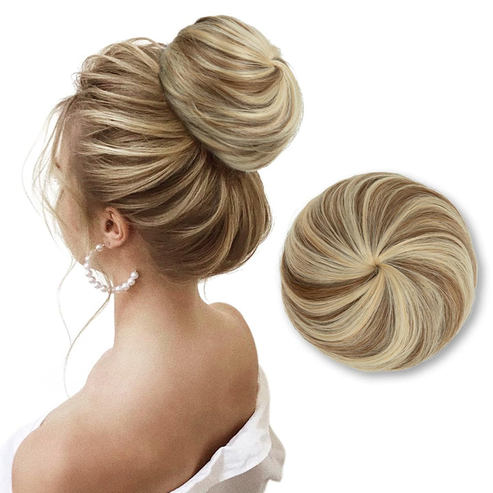 SARLA Hair Bun Extension Synthetic Drawstring Updo Fake Ballet Bun for Women Girls Lady Donut Chignon Bahama Beige