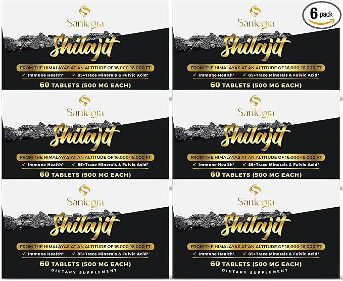 30,000 MG Shilajit Tablets, 100% Shilajit Pure Tablets 360 Counts - Shilajit Himalayan Organic Rich in Fulvic Acid & 85+ Trace Minerals, Shilajit Resin Supplement for Energy & Immune System