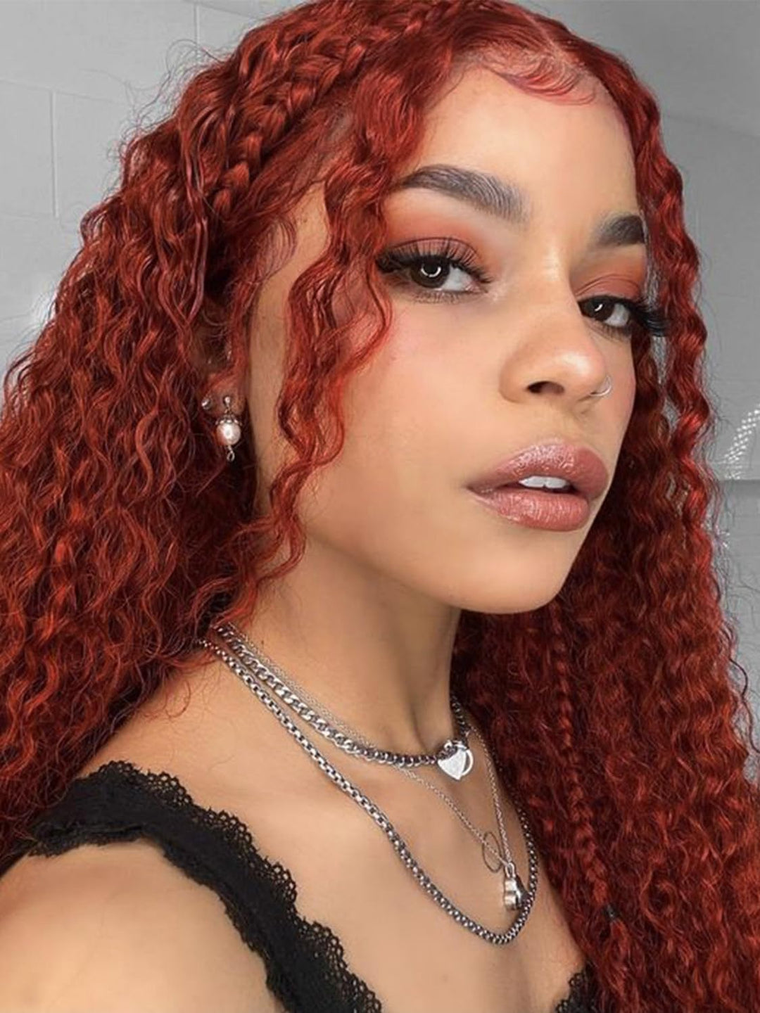 Eerya Long Curly Braiding Hair 18 Inch 2 Packs Reddish Brown Ocean Wave Crochet Hair for Black Women Deep Wave Braiding Hair for Boho Braids (18 inch, Reddish Brown)