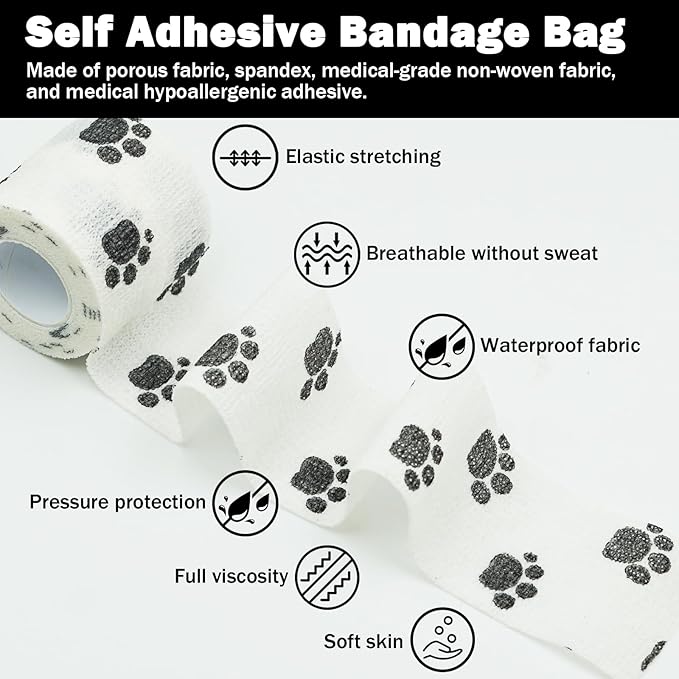 Bandages First Aid Tape Cohesive Bandage First Aid Bandages Cohesive Wrap Adhesive Bandage Self Adherent Cohesive Wrap Bandages Colorful Bandages (Mix Footprint, 2-Inch)