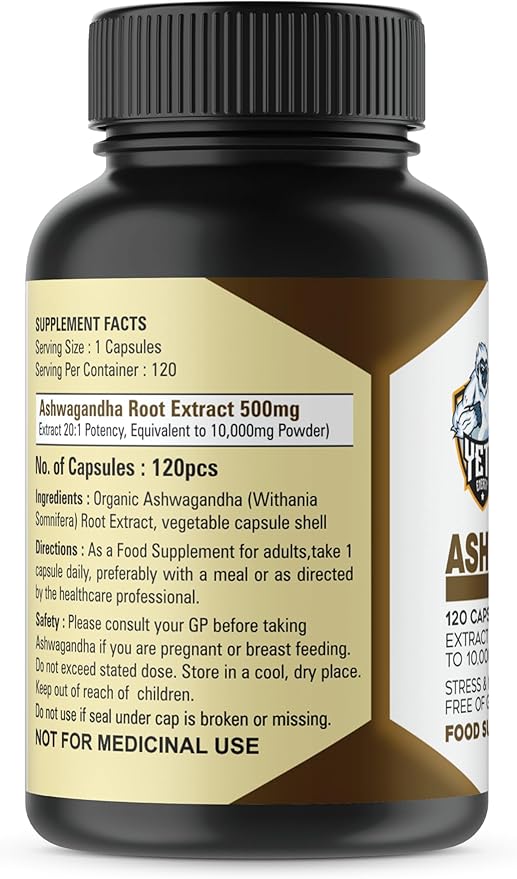 Ashwagandha Supplements 500 mg - Ashwagandha Capsules Pure Organic Ashwagandha Powder Root Extract - Ashwagandha Extra Strenth Stress Relief, Mood Enhancer - 120 Days Supply