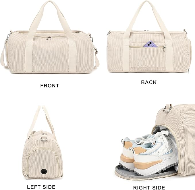 Duffle Bag for Gym Sports Women Girls Workout Travel Bag Weekender with Shoe Compartment and Wet Pocket