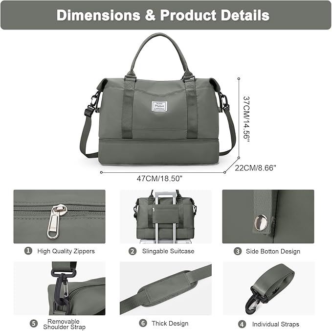 Travel Duffel Bag,Sports Tote Gym Bag,Shoulder Weekender Overnight Bag for Women