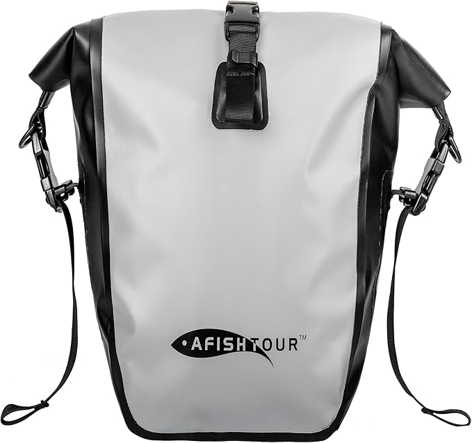 Waterproof Bike Pannier -25 L Saddle Bag for Bicycles Rear Rack - Bike Bag for Grocery, Laptop (Grey, 1 PCS)