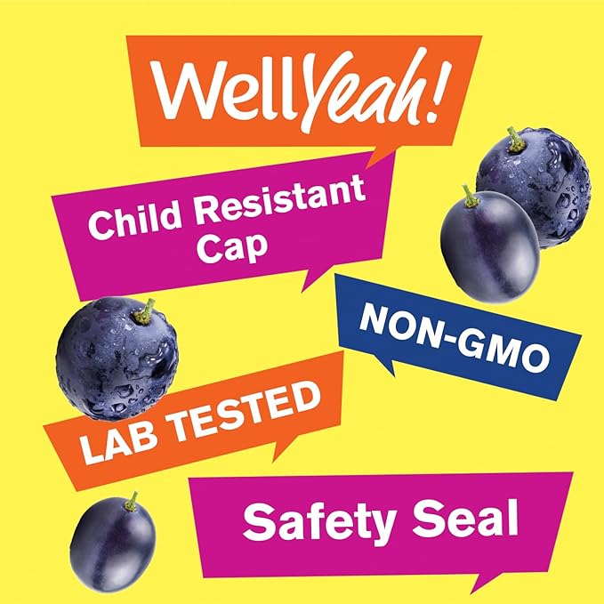 Iron Gummies with Vitamin C -Anemia and Cellular Energy Support, Promotes Red Blood Cell Formation - Energy & Immune System Support -Natural Grape Flavor-60 Gummies