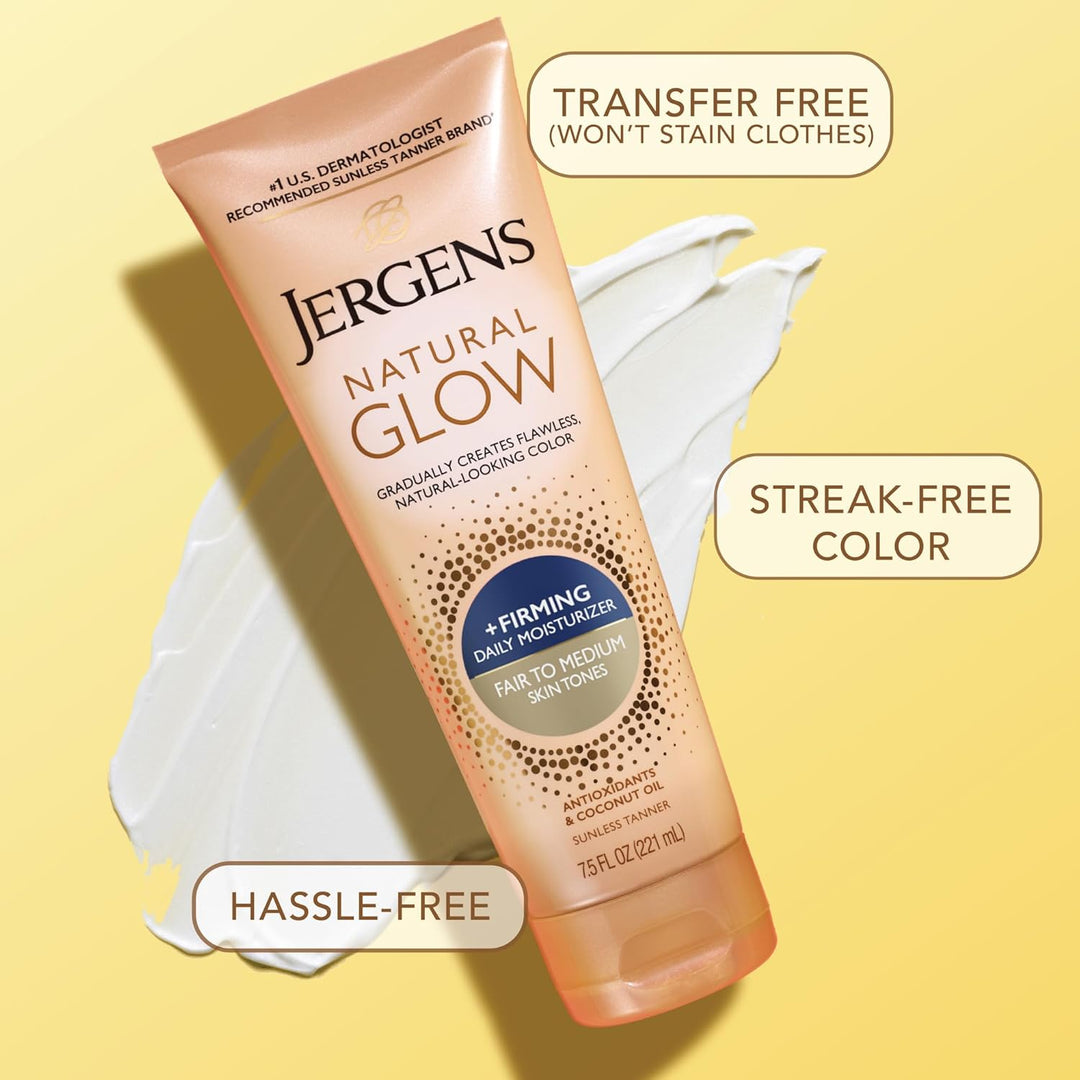 Jergens Natural Glow Firming Self Tanner Lotion | Fair to Medium Skin | 7.5 Fl Oz