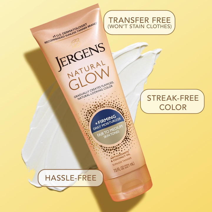 Jergens Natural Glow Firming Self Tanner Lotion | Fair to Medium Skin | 7.5 Fl Oz