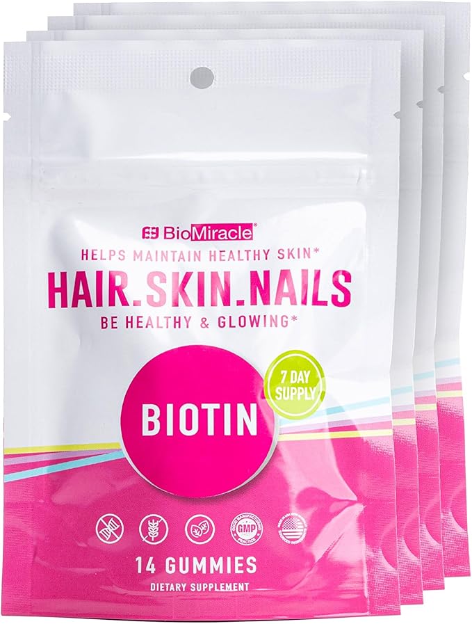 BioMiracle Hair, Skin, Nails Gummies 14ct (4 Pack) Month Supply