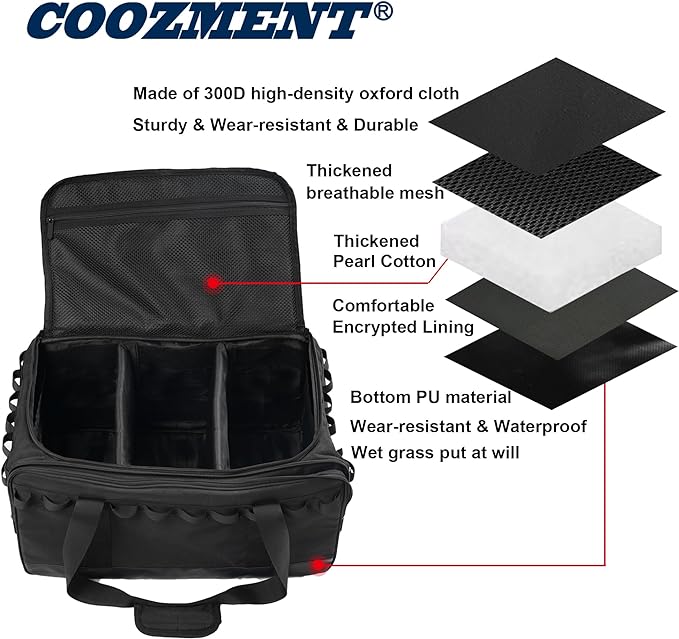 35L Camping Bag,Tactical Duffle Bag with Waterproof Bottom,Shoe Bag for Travel/Outdoor with 3 Adjustable Dividers,Picnic Camping Organizer,Multi-functional Duffel Bag for Camping/Sports/GYM