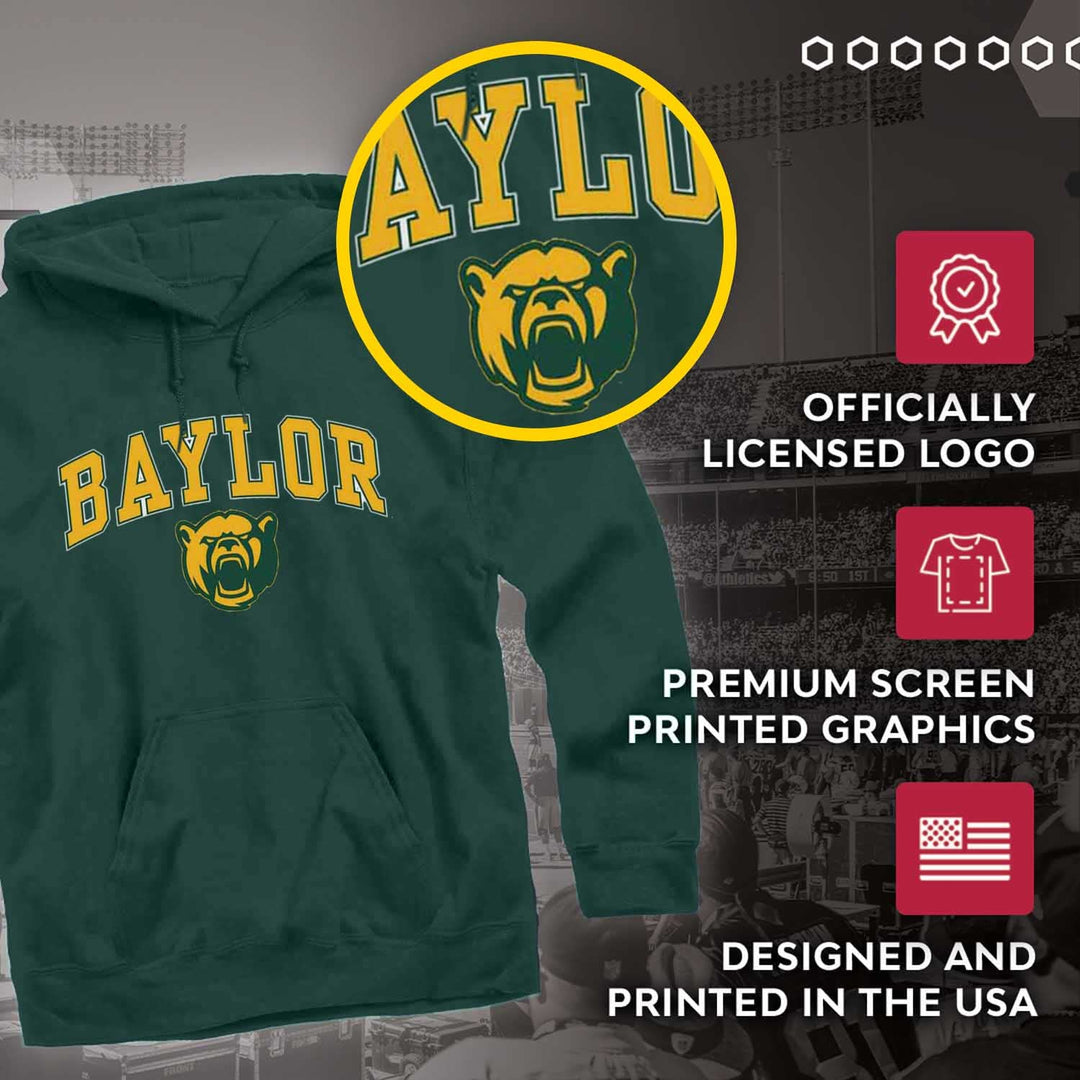 Campus Colors Adult Arch & Logo Soft Style Gameday Hooded Sweatshirt (Baylor Bears - Green, XX-Large)