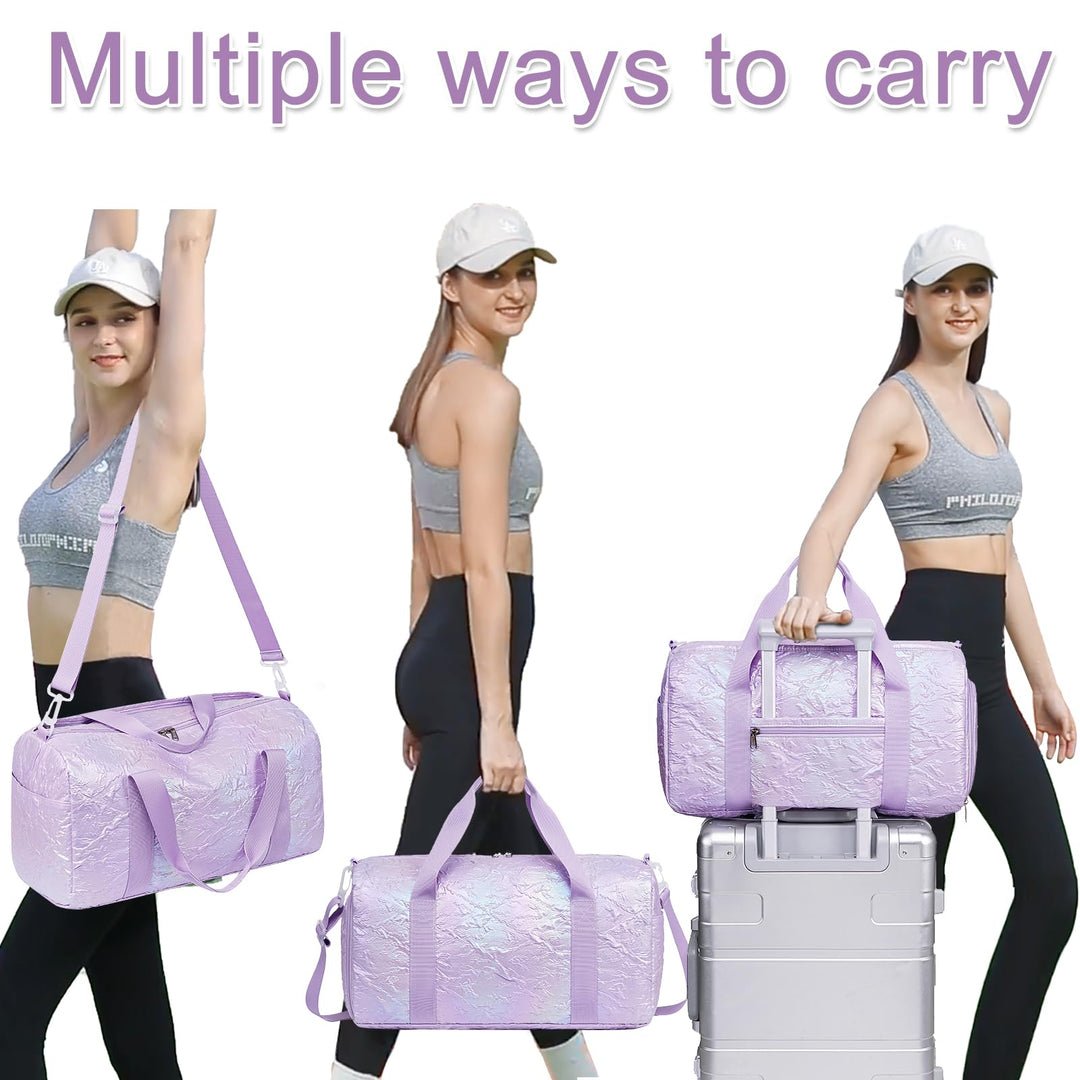 BLUBOON Duffle Bag Girls Kids Cute Gym Bag with Shoes Compartment & Wet Separation Waterproof Sports Overnight Travel Bag