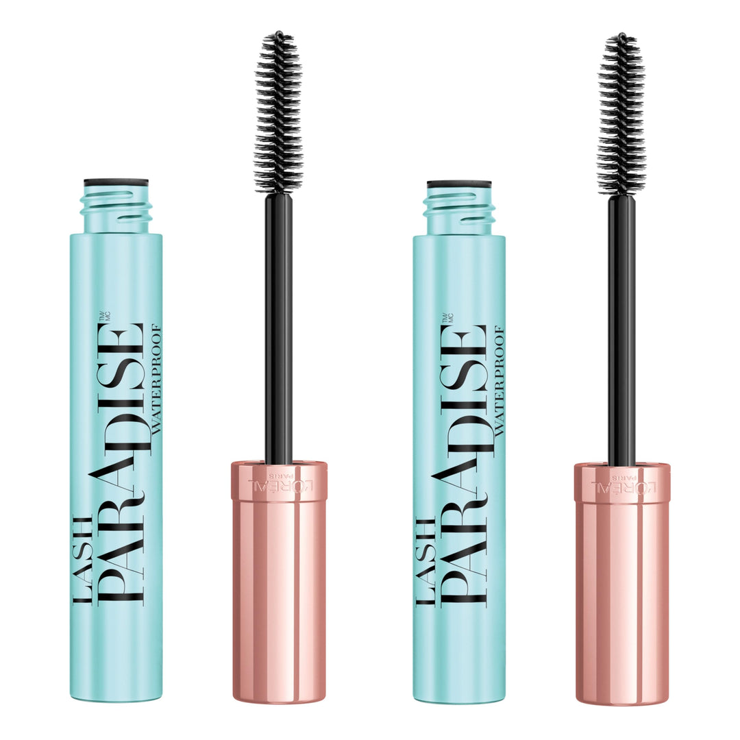 L’Oréal Paris Voluminous Makeup Lash Paradise Waterproof Mascara, Voluptuous Volume, Intense Length, Feathery Soft Full Lashes, No Smudging, No Clumping, Black, 0.25 Fl Oz (Pack of 2)