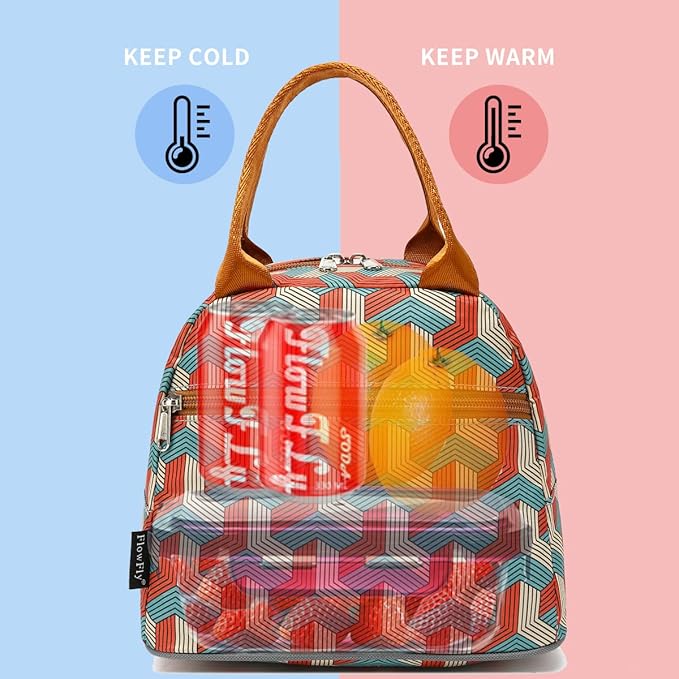 FlowFly Insulated Lunch Cooler Bag - Tote Bag Organizer for Women/Men, Red