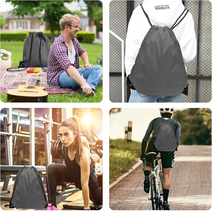 Drawstring Backpack Bulk 70Pcs String Backpack Drawstring Bags Cinch Bag Sackpack for Men Women Gym(Grey)