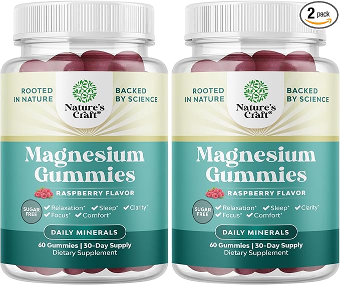 Sugar Free Magnesium Gummies for Adults - Vegan Chewable Magnesium Citrate Gummies with 180mg Elemental - Relaxing Gummy Non GMO Halal and Gluten Free Berry Flavor (2 Months)