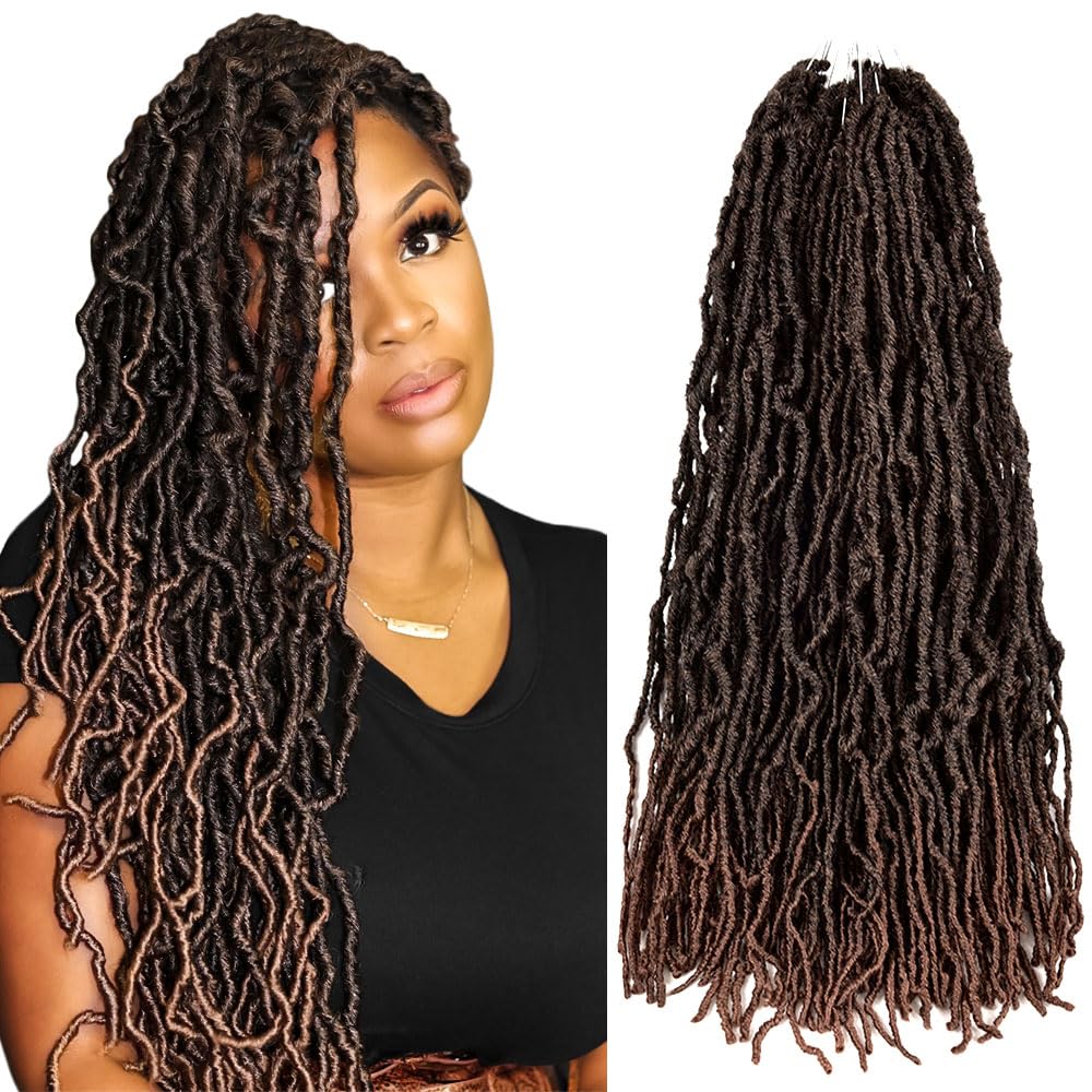 Niseyo Faux Locs Crochet Hair 24 Inch Soft Locs, 6 Packs 96 Strands Long Crochet Locs Pre Looped Synthetic Hair (T30/Ombre Mediu