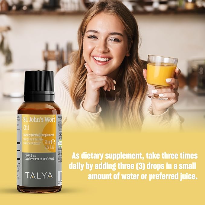 St. John's Wort Oil 20 ML - Hypericum Perforatum - Macerated Extraction - Positive Mood and Emotional Balance - Dietary Supplement - for Intensive Care Face, Body, Skin, Hair, Massage